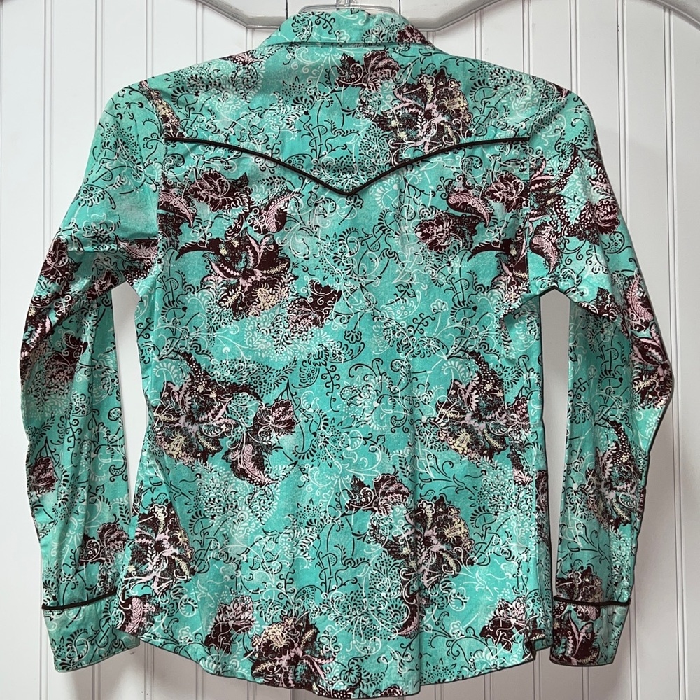 Wrangler Turquoise Western Snap Shirt S - Picture 3 of 6